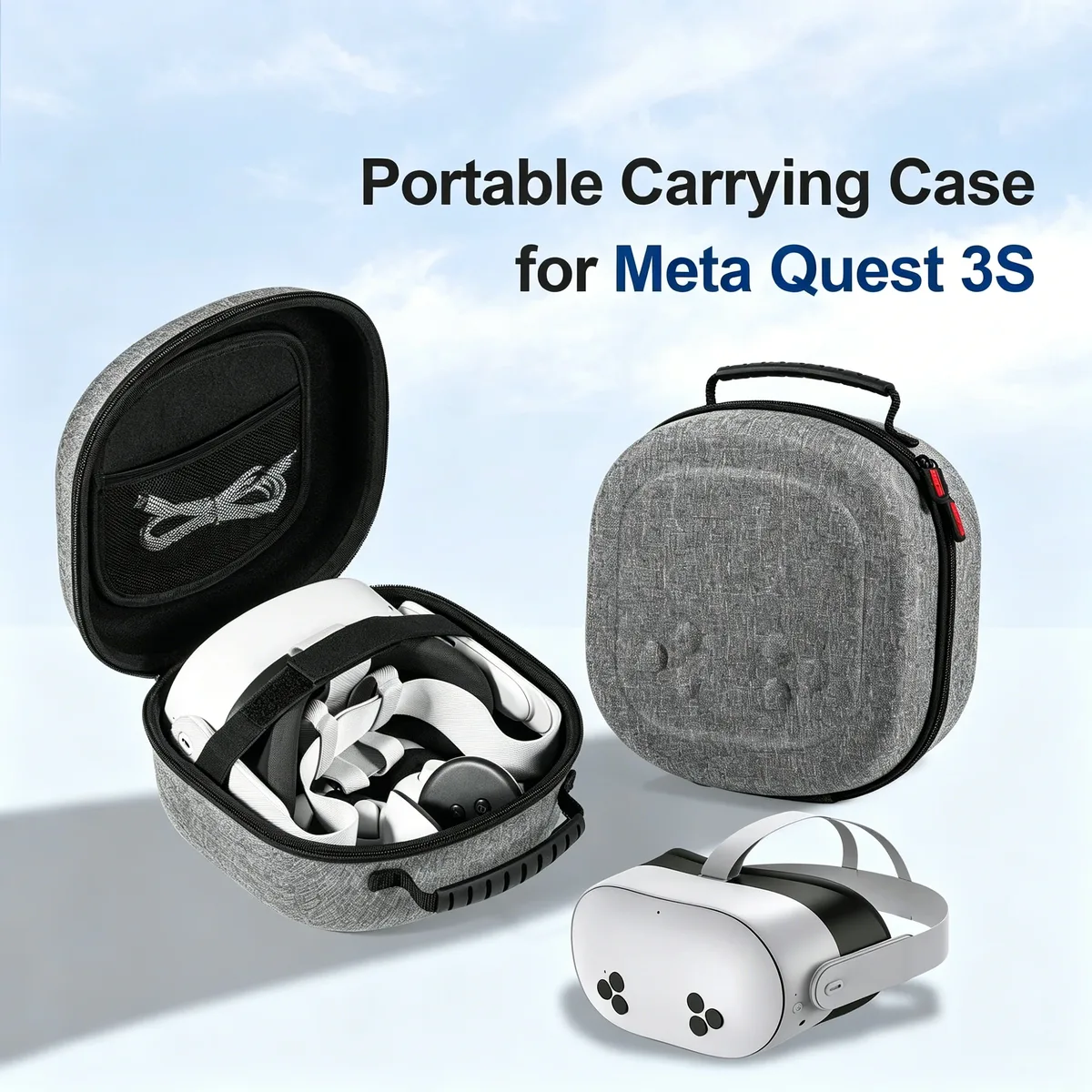 étui de protection rigide eva meta quest 3s, sac de rangement pour casque vr et accessoires, sac d'organisation pour accessoires de casque vr