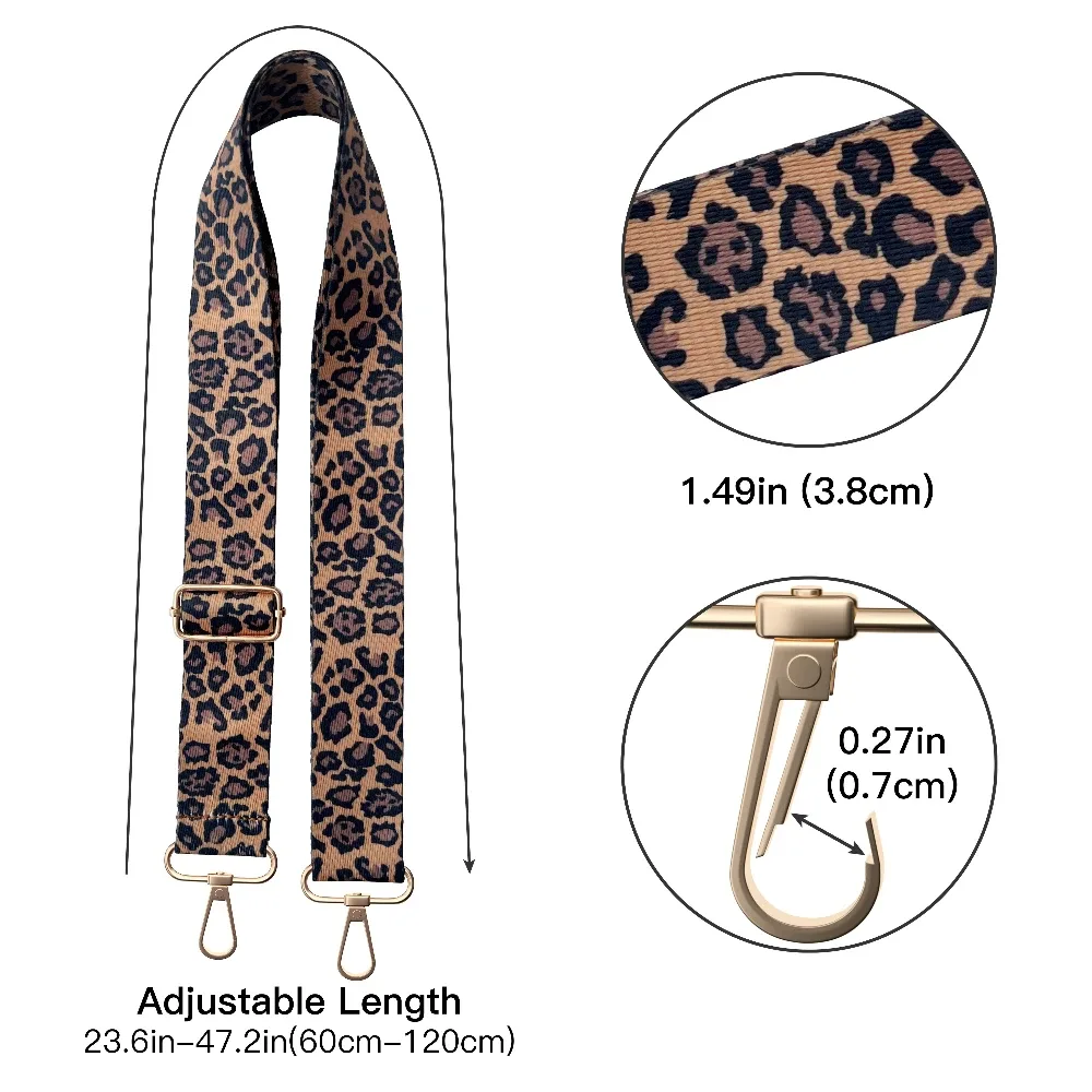 bandoulière réglable imprimé léopard, accessoire de sangle de sac à bandoulière, sangle de remplacement à la mode, bandoulière de sac
