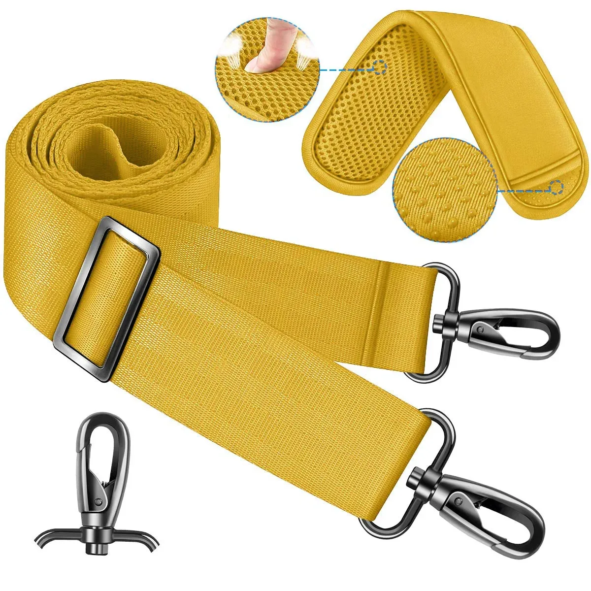 ceinture sac nylon noir rembourrée points supérieurs sacoche ordinateur portable bandoulière longueur réglable usage voyage
