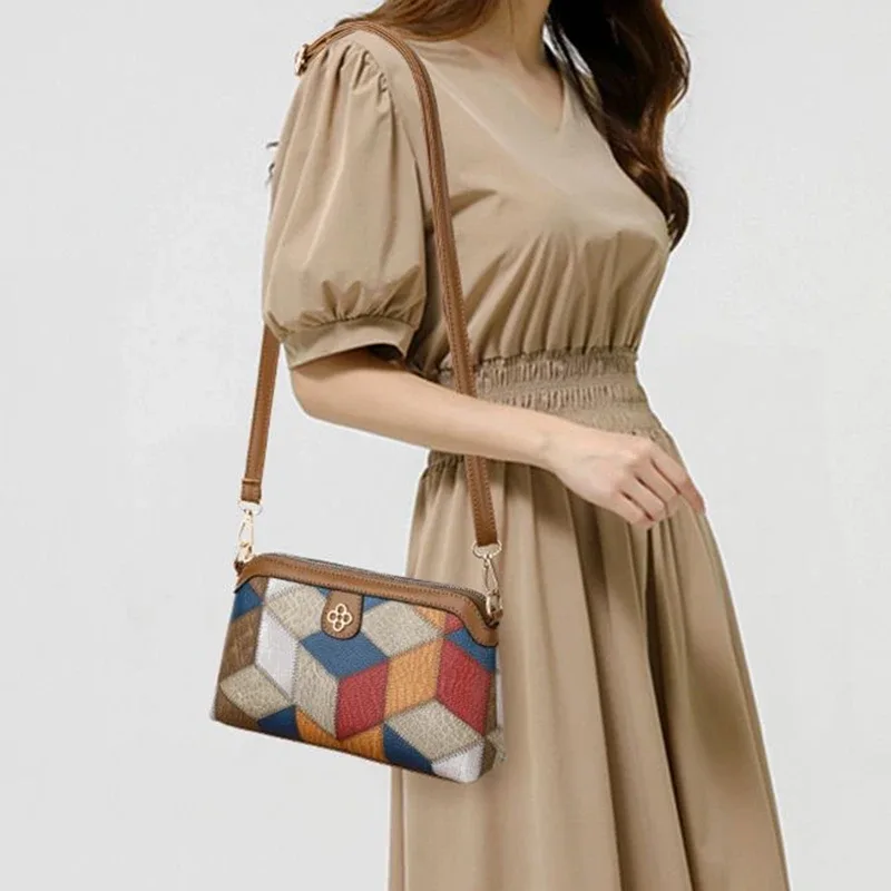 sac à dos de style neutre pour hommes et femmes, sac à bandoulière, sac à bandoulière unique ethnique de petite taille, combinaison de couleurs