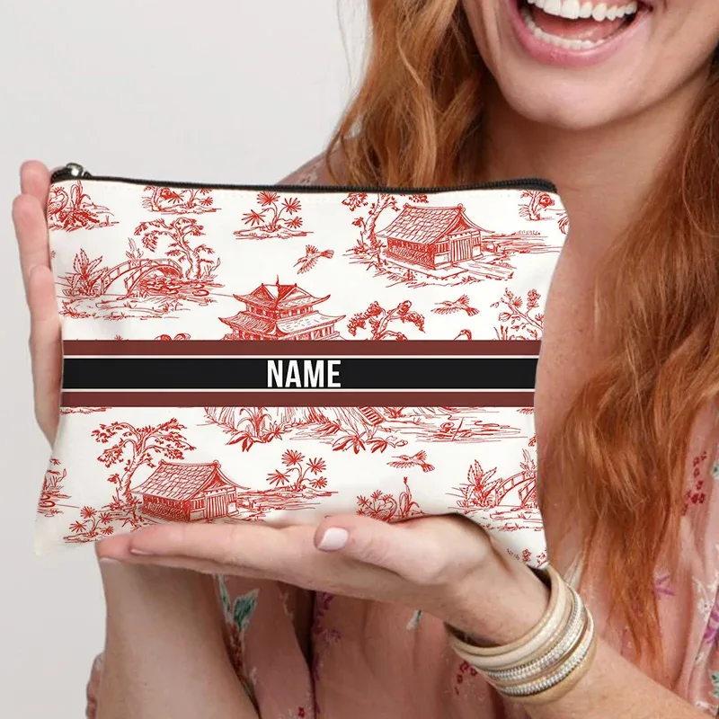 trousse de maquillage personnalisée avec nom pour femmes, cadeau pour enseignant, pochette cosmétique personnalisable, trousse de toilette de voyage, trousse à crayons scolaire
