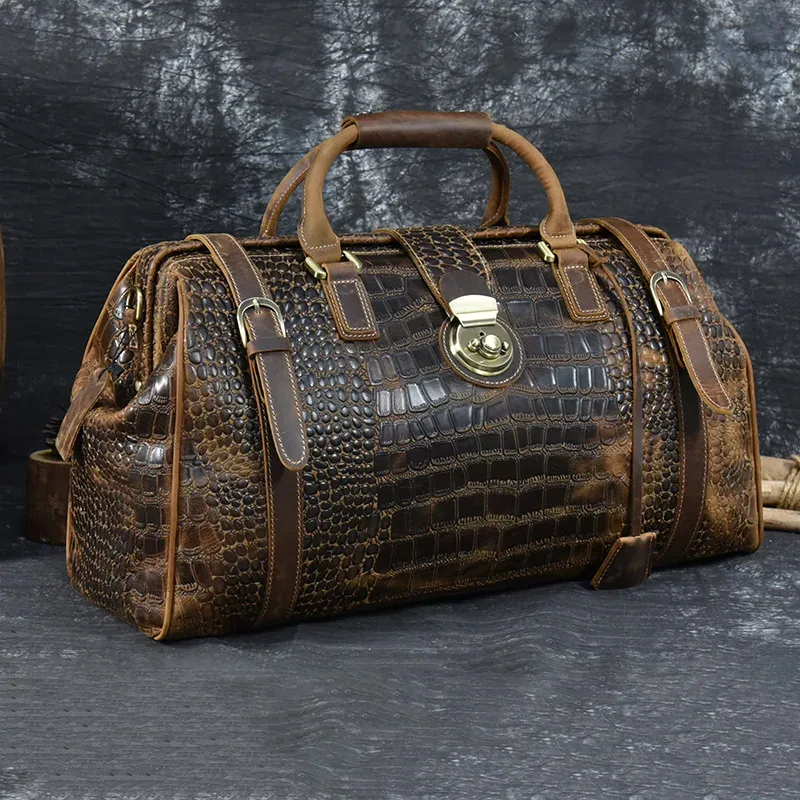 newsbirds-sac de week-end en cuir de vache vintage pour homme, bagage de voyage, sac à bandoulière, sac à main de voyage