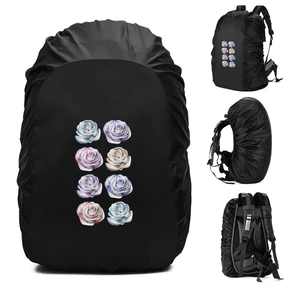 housse de pluie imperméable pour sac à dos, accessoires de voyage, motif 3d imprimé, portable pour l'extérieur, 20l-70l, pour randonnée et escalade