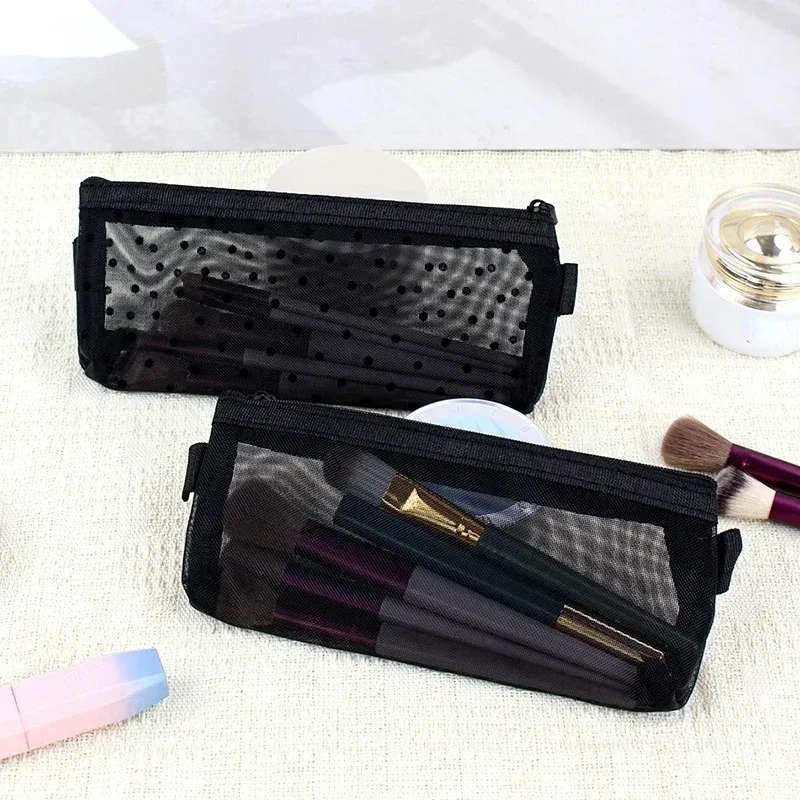 étui de voyage pour pinceaux de maquillage, trousse de toilette cosmétique, organisateur pour hommes et femmes, outils de beauté, pochette en maille à fermeture éclair, accessoires de rangement de lavage