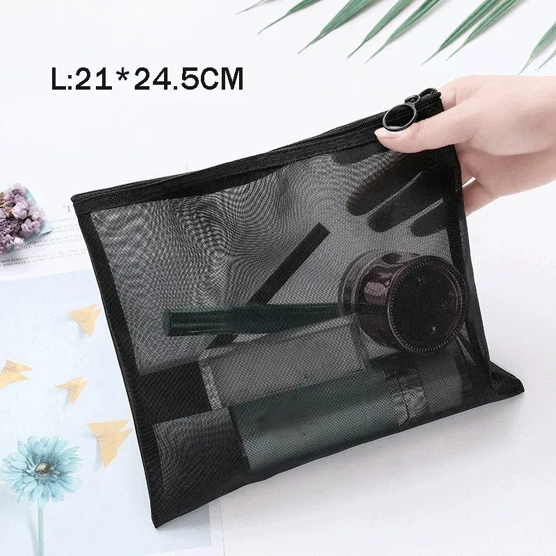 sac à cosmétiques en maille pour femmes, rangement de voyage, sac de maquillage, organisateur, pochette de maquillage portable, petite et grande trousse de toilette et de beauté