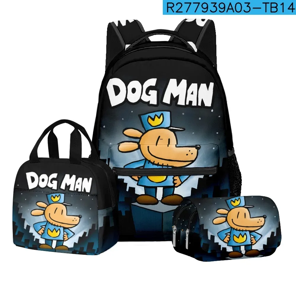 luxe populaire nouveauté dessin animé chien homme 3d imprimé 3 pièces/ensemble étudiant sacs d'école voyage cahier sac à dos sac à déjeuner porte-crayon