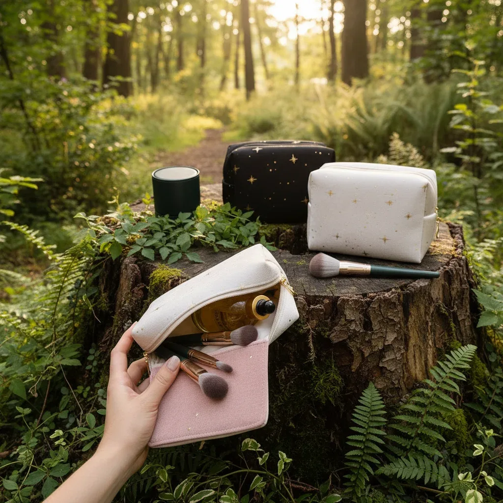 sac à cosmétiques portable pour femmes, 1 pièce, sac de rangement en velours doux avec fermeture éclair, trousse de toilette de voyage, organisateur, pochette de beauté