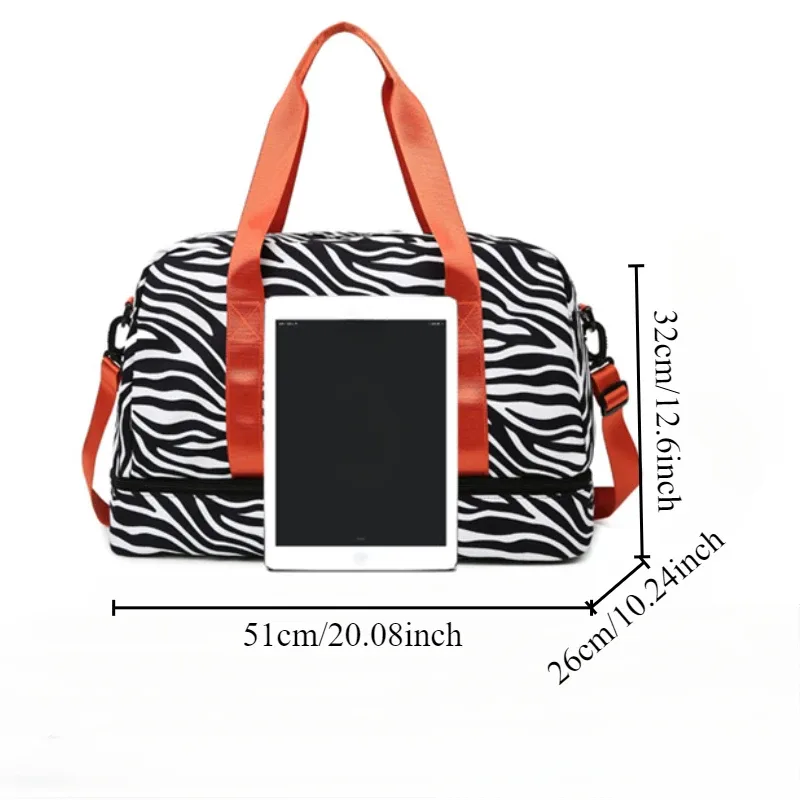 sac de voyage imperméable et tendance pour le sport, sac de rangement portable en nylon pour vêtements de sport pour femmes, pochette de gym multifonctionnelle avec séparation sec/humide.