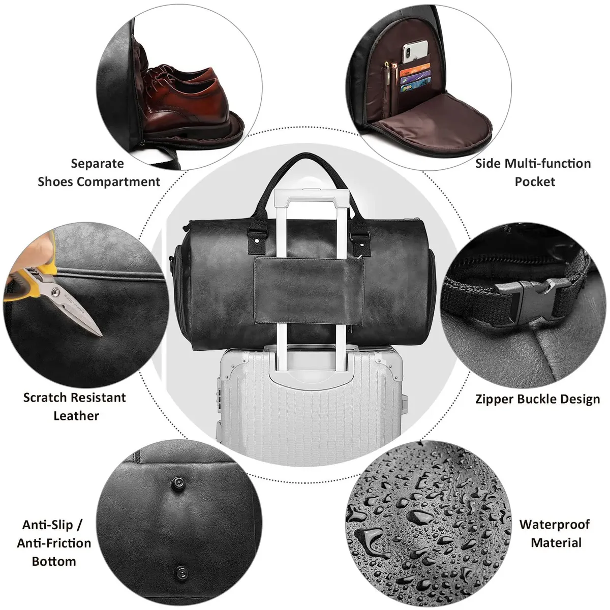 geestock-sac de voyage en pu trempé pour hommes et femmes, grande capacité, sac de vêtement de transport, bagage de vol d'affaires, poudres à chaussures