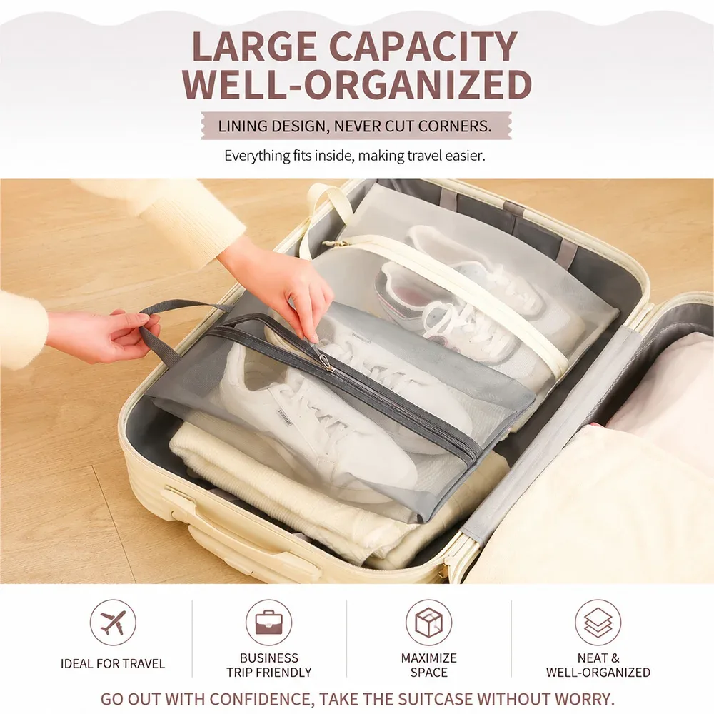 sac à chaussures en nylon respirant avec poignée, sac de rangement portable et respirant pour chaussures, sac de rangement pour maquillage et linge sale