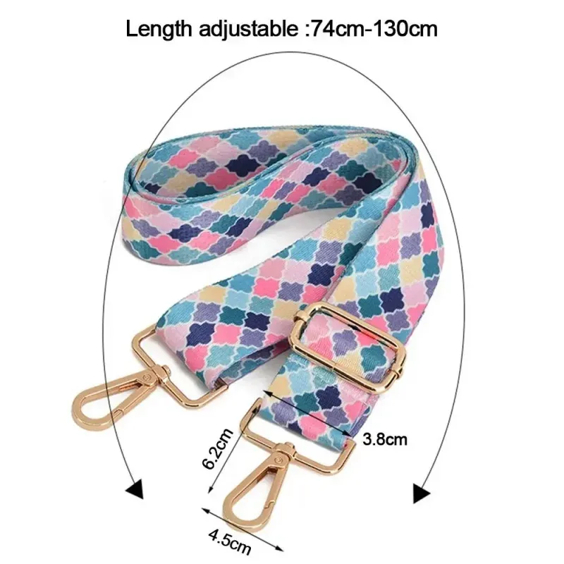sangle sac nylon multicolore geometrique poignée amovible boucles dorées accessoire voyage femmes épaule adjustabilite