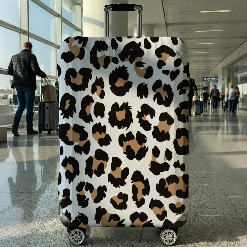 housse de valise beige à imprimé léopard, convient aux bagages de 18 à 32 pouces, protège-poignée de valise, accessoires de voyage