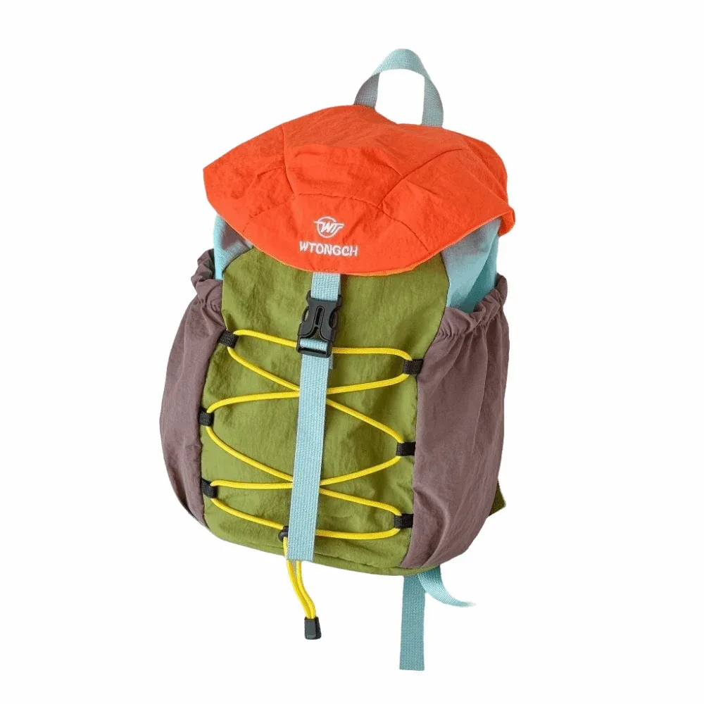 sac à dos de sport créatif à cordon de serrage, grande capacité, léger, avec bretelles d'épaule, fermeture à cordon, design color block