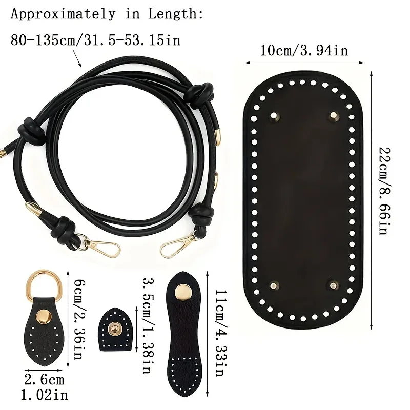 ensemble de fabrication de sacs au crochet en 4 parties |     boucle réglable en similicuir, boucle de base et boucle en forme de gourde, sac à bandoulière tendance en similicuir, matériaux artisanaux faits main, faciles à réaliser, accessoires de sac diy, matériaux pour la fabrication de portefeuilles, fabrication de portefeuilles diy.
