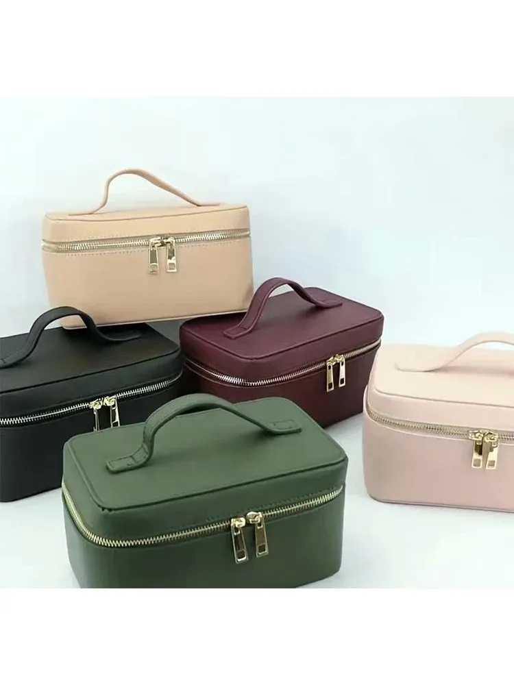 saffiano – trousse de toilette de voyage en croûte de cuir pour femmes, trousse de toilette de voyage personnalisée, boîte de rangement de maquillage suspendue portable, kit dopp, sac à cosmétiques