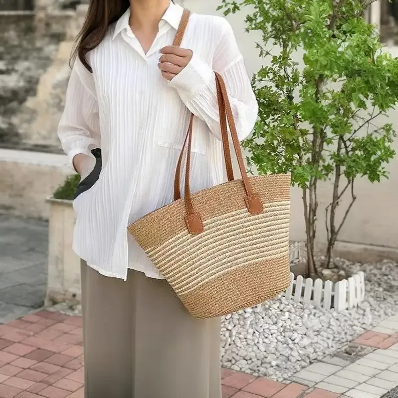 sac à bandoulière en paille inswind pour femmes, grande capacité, pour la plage, les voyages, les vacances, l'usage quotidien, le shopping, les trajets domicile-travail et les courts séjours