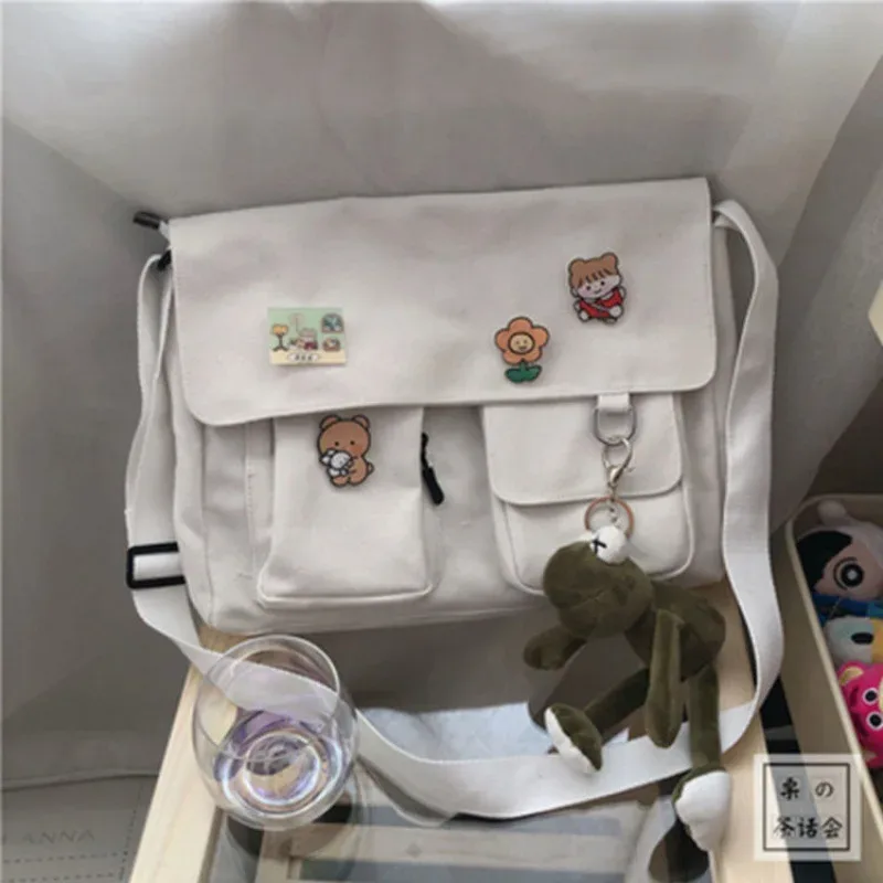 femmes simple sac de messager sacoche décontractée dames sacs à main sac à bandoulière pochette filles doux imprimé toile croix sacs d'école sacs à main
