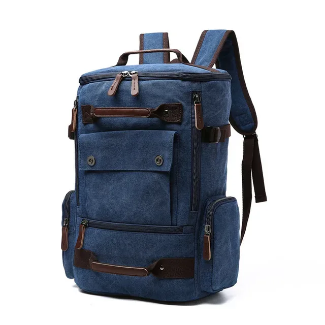 sac à dos vintage en toile pour homme, cartable d'école, de voyage, grande capacité, pour ordinateur portable
