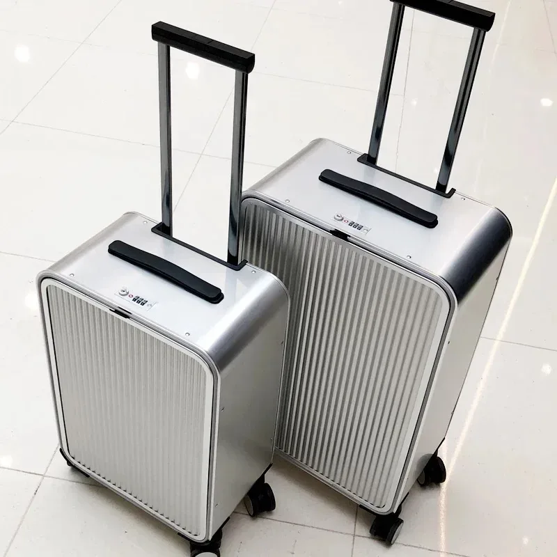 Valise à roulettes Vnelstyle 100 % aluminium, nouvelle collection de luxe, valise de voyage à roulettes, bagage à main, 16/20/24 pouces