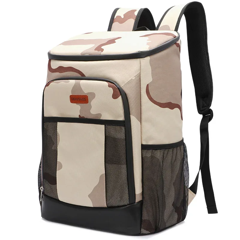 sac dos bleu accents noirs gris poches avant compartiments intérieurs séparateurs tissu résistant transport nourriture boissons isolantes grande capacité