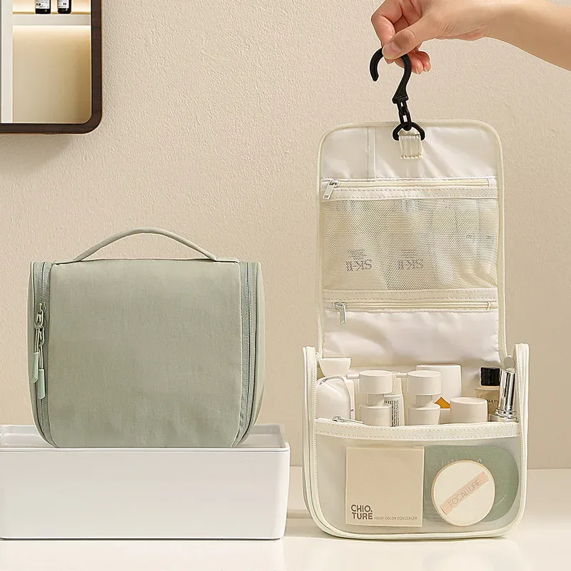 trousse de toilette suspendue portable, organisateur de voyage minimaliste, pochette de rangement pour maquillage, trousse de toilette avec crochet, étui à cosmétiques