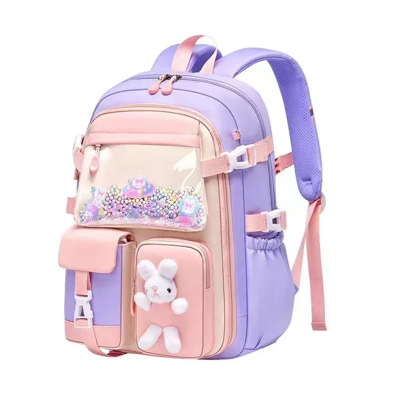 sac à dos lapin mignon pour adolescentes, cartable de dessin animé pour filles du primaire, sac à dos de voyage de 2 tailles pour les classes 1 à 9