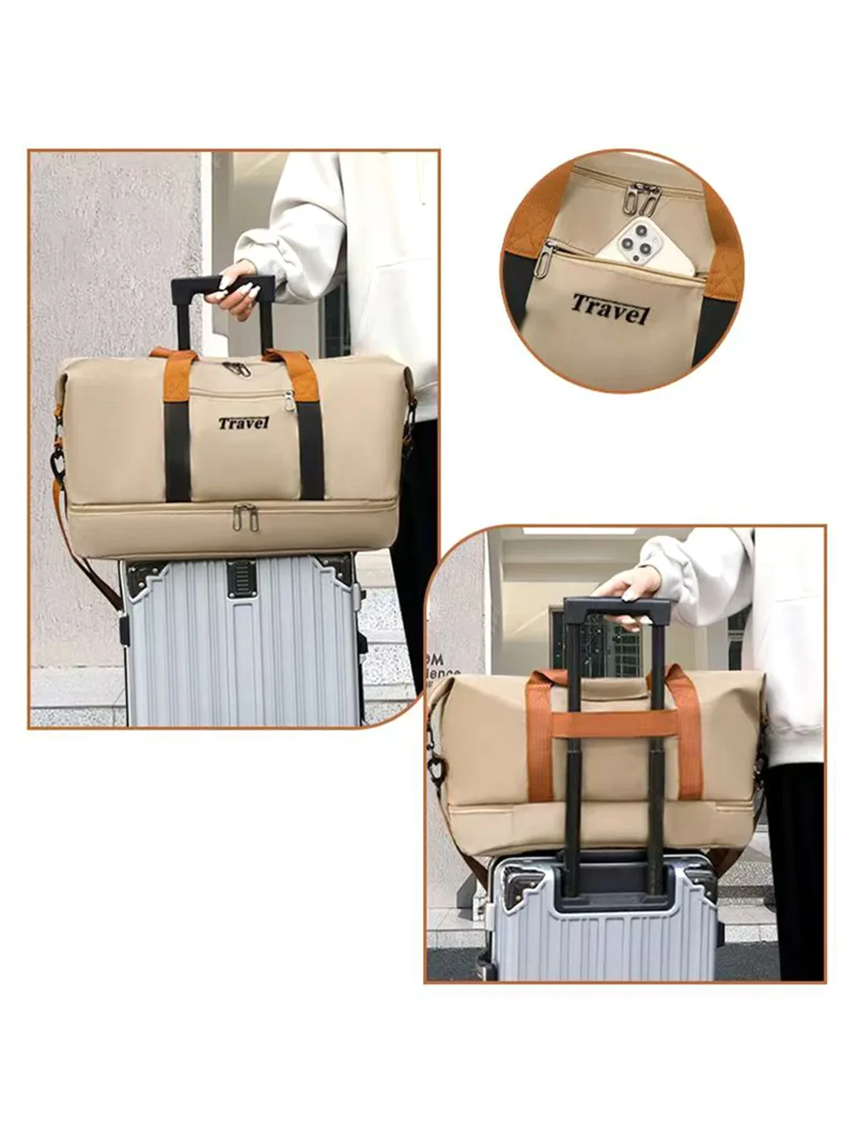 sac de sport portable grande capacité, sac de voyage pouvant être porté en bandoulière, grand sac fourre-tout de voyage, sac de sport