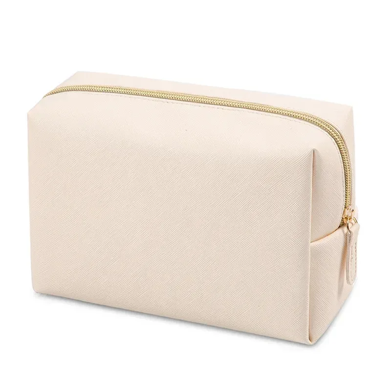 trousse de maquillage brodée personnalisée, portable en cuir pu saffiano, kits de cosmétiques de toilette imperméables pour hommes et femmes, logo avec nom personnalisé
