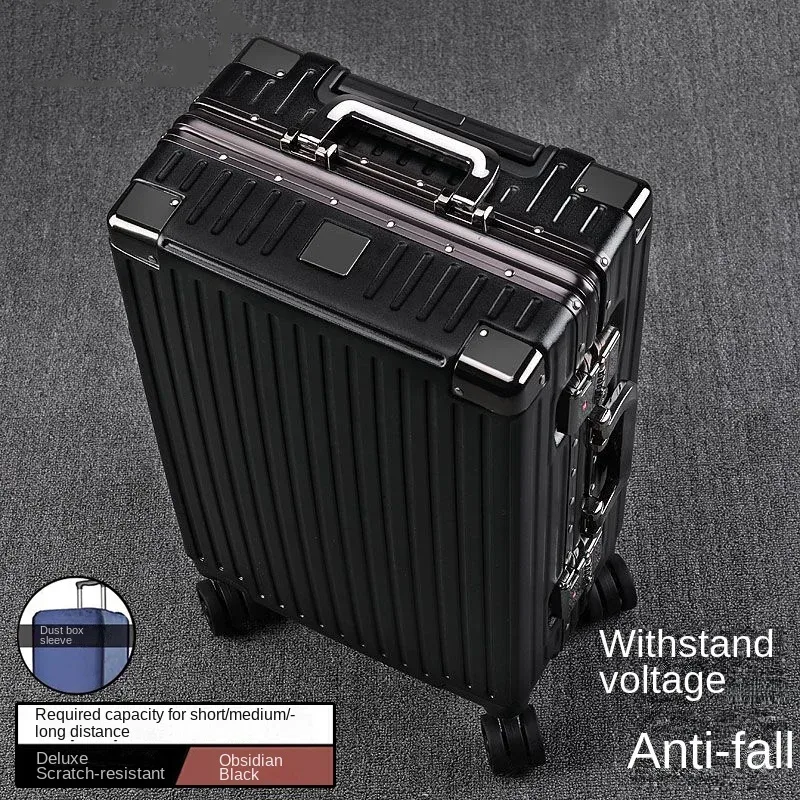valise à cadre en aluminium, grande capacité, robuste et durable, avec serrure à combinaison, bagage cabine en pc épaissi, 20/22/24/26/28 pouces