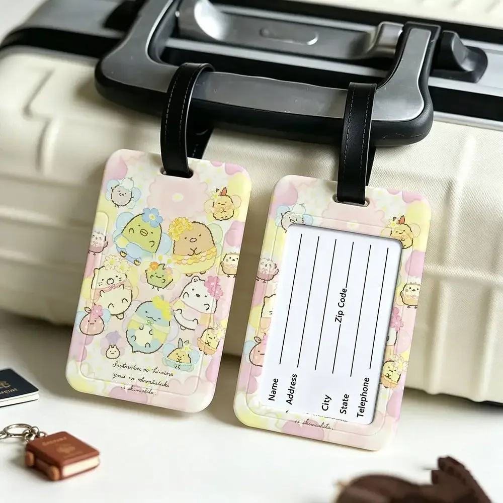 porte-étiquette d'identification anti-perte en pvc flexible sumikko gurashi, anime japonais, pour tous types de sacs de voyage