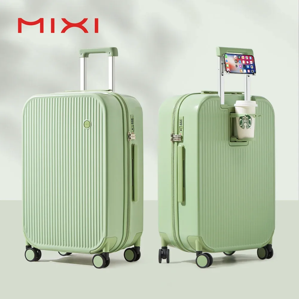 mixi bagage à main avec tasse support pour téléphone coque rigide valise de voyage roulante avec roues spinner 20 24 26 pouces m9290
