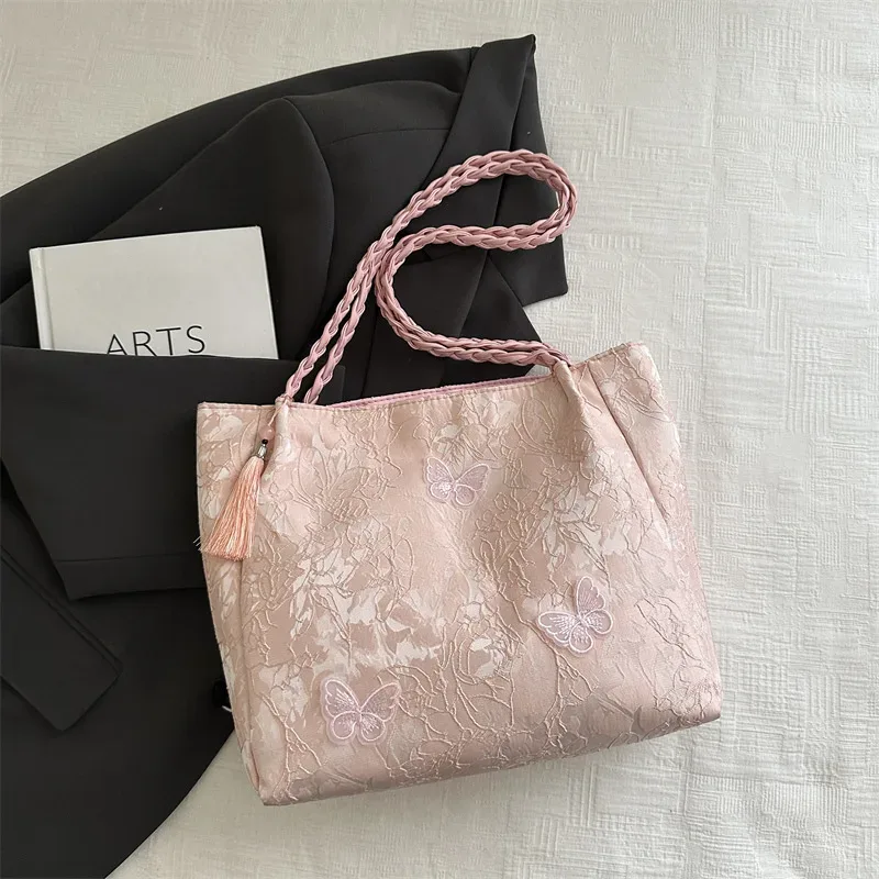 texture loisirs nouveau style chinois sac à bandoulière antique polyvalent grande capacité sac fourre-tout élément hanfu travail banlieue sac de rangement