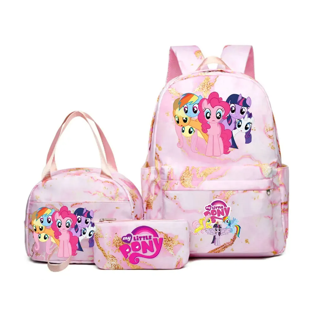 sac à dos my little pony, ensemble de 3 pièces, sac d'école pour étudiants, trousse à crayons, sac à dos de voyage pour adolescents, sac à dos décontracté pour ordinateur portable, mochilas