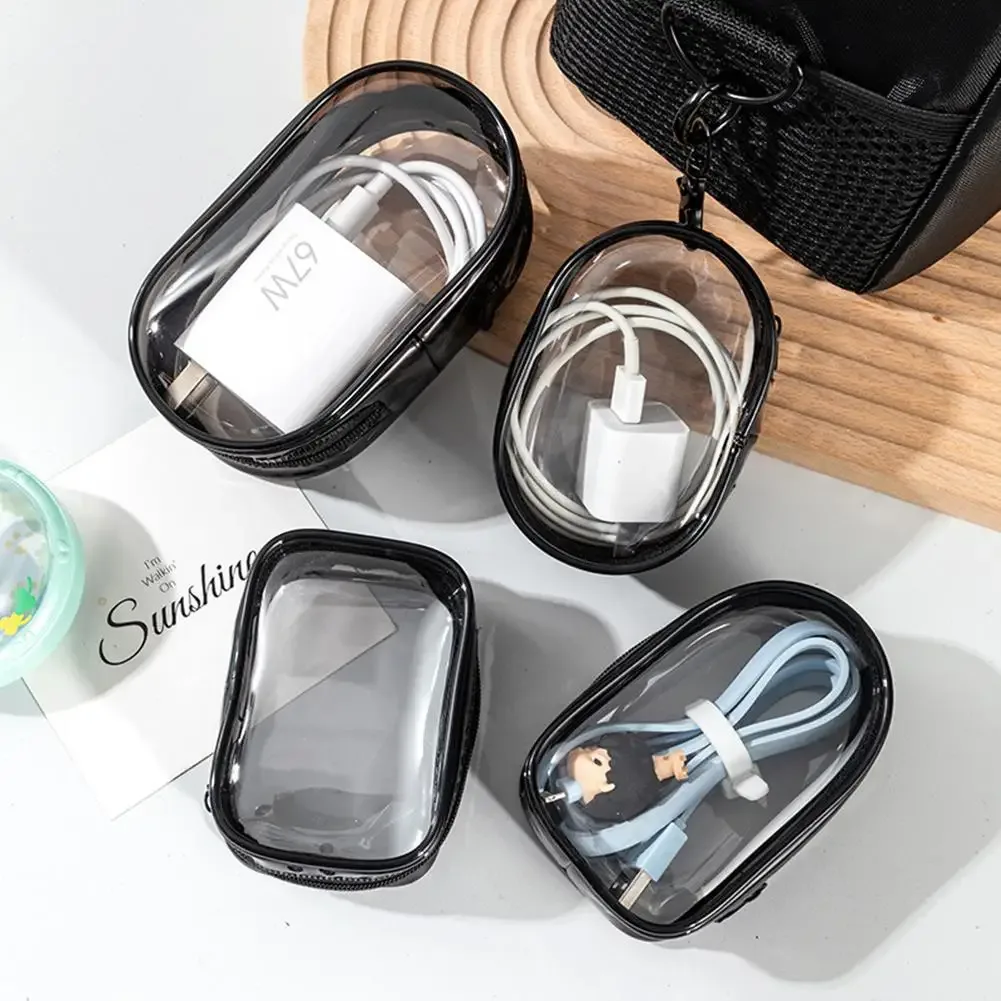 mini pochette de rangement multifonction portable, organiseur de câbles de chargeur de voyage, sac porte-clés, étui transparent pour poupée de 10 cm, étui de présentation de cosmétiques