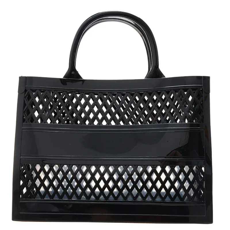 2025 nouveau grand sac de plage en caoutchouc pvc imperméable plage voyage pique-nique panier de rangement femmes shopping sacs à main sac gelée sac fourre-tout ins