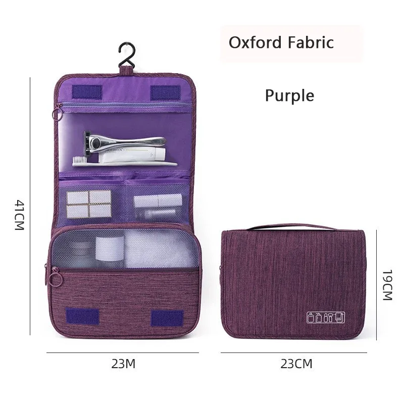 trousse de toilette portable en tissu oxford pour hommes et femmes, organisateur de voyage étanche à suspendre