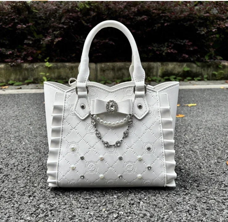 sac à main en strass et pierres précieuses de style japonais, fourre-tout lolita, nouveau sac à dos mignon pour femmes, sac à bandoulière avec nœud, 2 voies