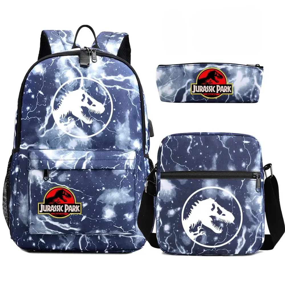 sac à dos de voyage avec serrure antivol usb pour garçon et fille, cartable pour livre d'école pour enfants, sac à stylo, 3 pièces