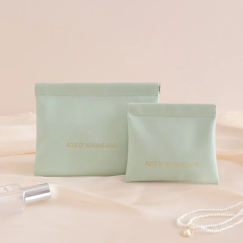 pochette de rangement en pu à fermeture automatique, mini organisateur d'écouteurs et de câbles, porte-monnaie portable, petit sac de rangement pour cosmétiques et rouges à lèvres
