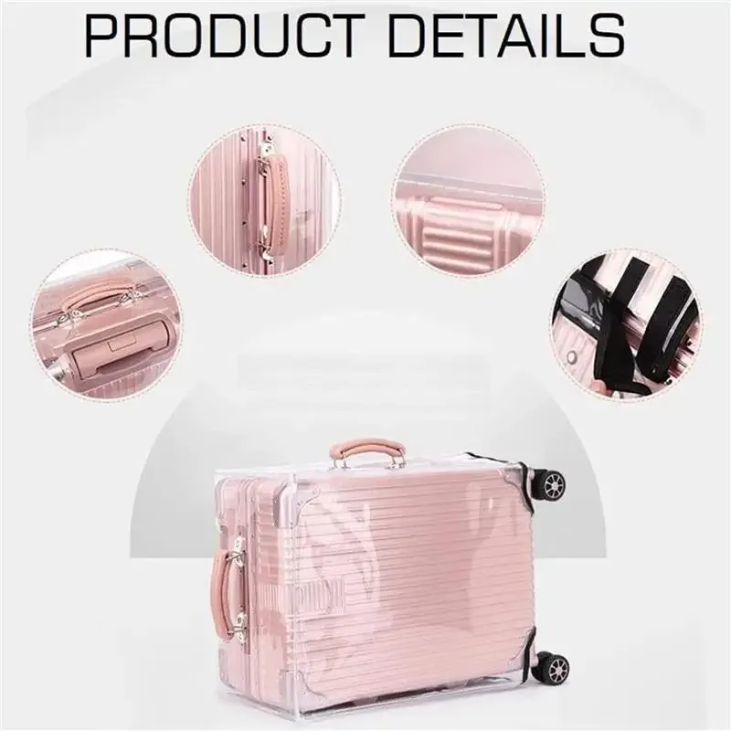 housse valise protection pvc transparent rose pâle design moderne chic confection nylon tailles20à28pouces voyage