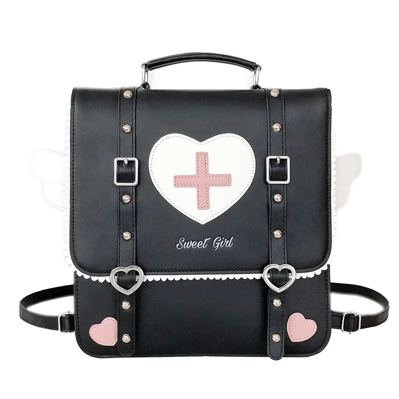 sac à dos mignon de style japonais lolita pour jeunes filles, sac d'école uniforme kawaii, petit sac de voyage, sac à dos à ailes, sac à main ita pour femmes