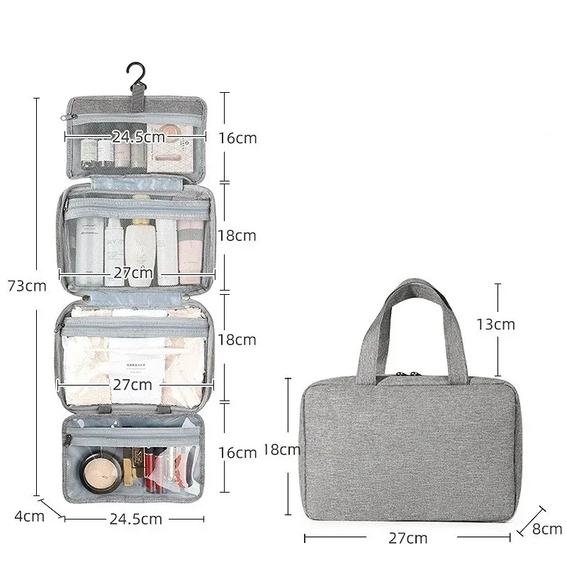 trousse de toilette pliable et étanche pour voyage, séparation sèche et humide, sac de rangement pour cosmétiques, sac à cosmétiques de grande capacité