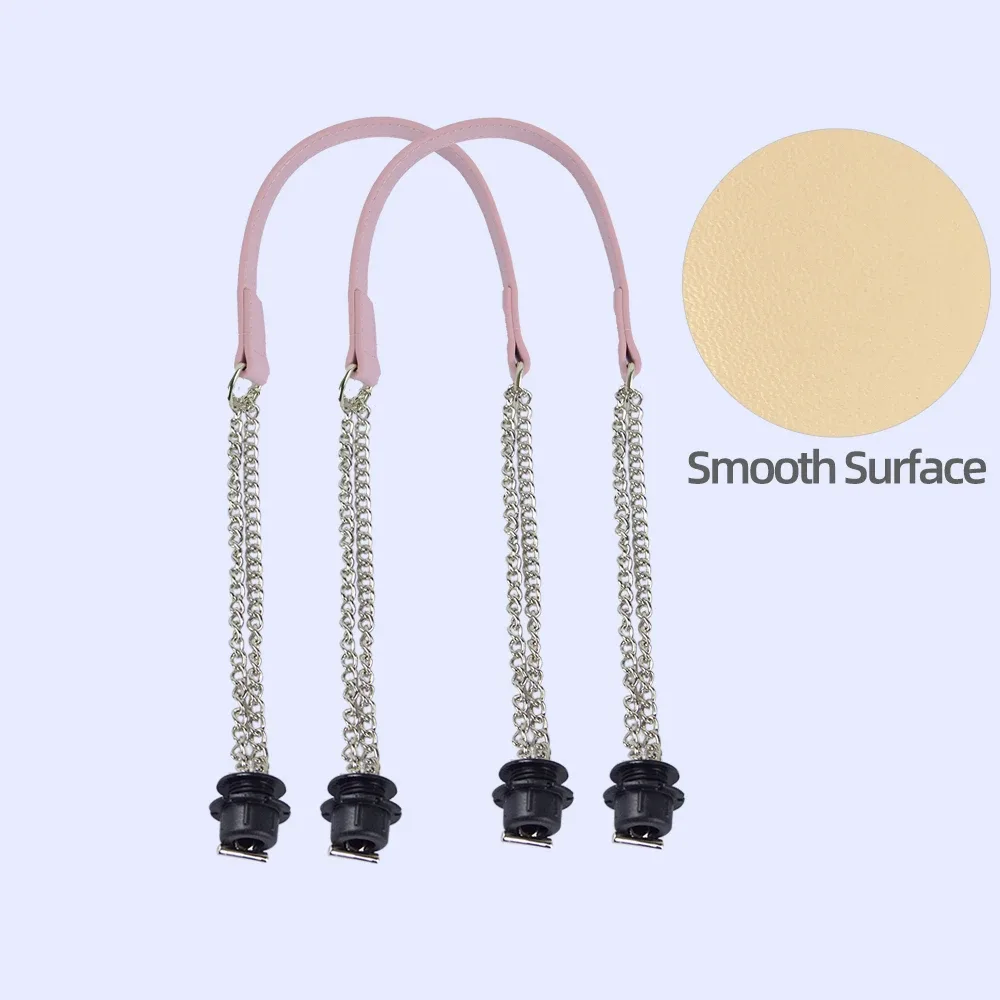 1 paire d'accessoires obag longues poignées en cuir sangles argent longue double chaîne sous les bras pour o sac fourre-tout femmes sacs à main à bandoulière
