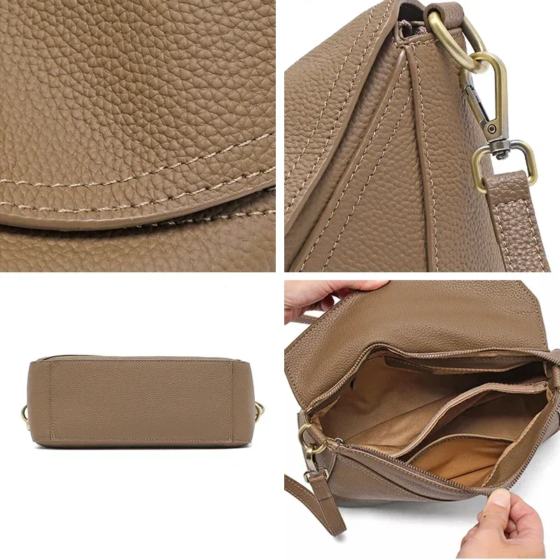 sac à bandoulière géométrique en cuir de vache 100% pur pour femmes, sac à bandoulière de couleur unie pour dames, grande capacité, oreiller, sac à main de luxe