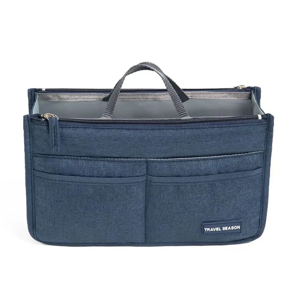 trousse de toilette de voyage portable en polyester, grande capacité, double fermeture éclair, sac cosmétique, organisateur de sac, sac d'insertion étanche