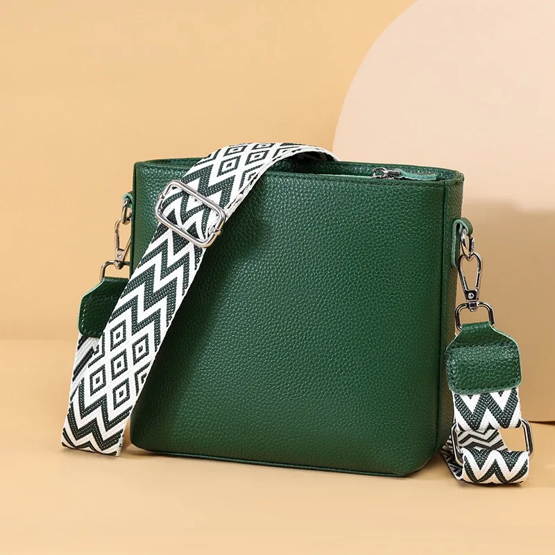 sac à bandoulière en cuir véritable 100% pour femmes, sac à bandoulière à large sangle, sacoche en cuir de vache, petit sac à main et bourse