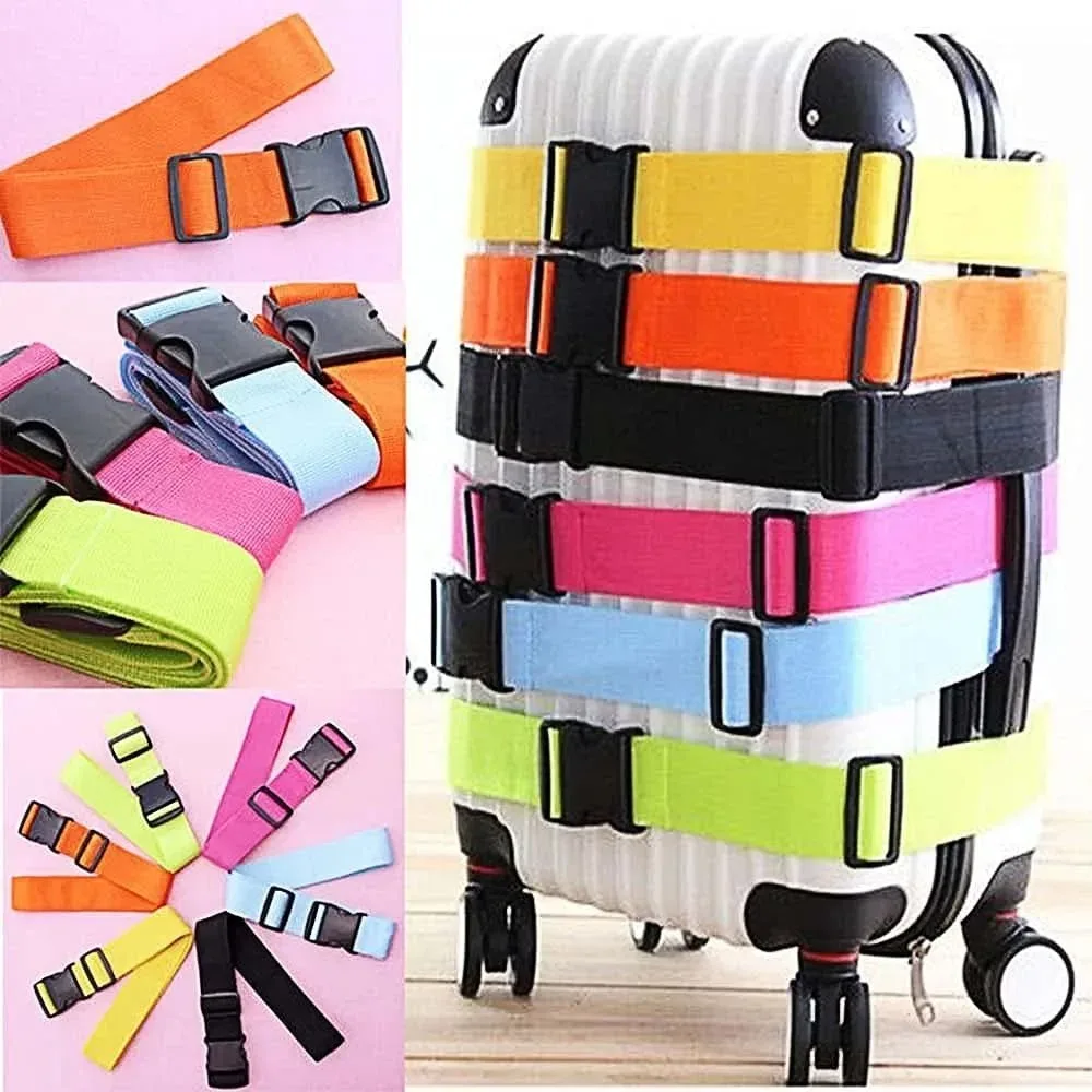 ceinture bagage nylon arc ciel motif robuste boucle rapide voyage adaptation valises diverses tailles