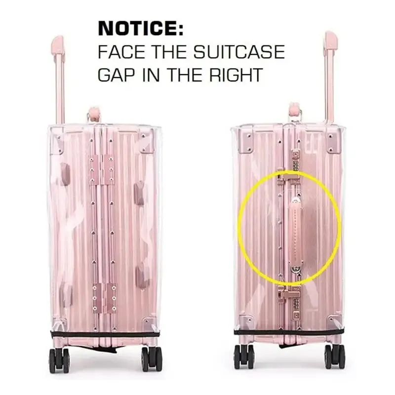 housse valise protection pvc transparent rose pâle design moderne chic confection nylon tailles20à28pouces voyage