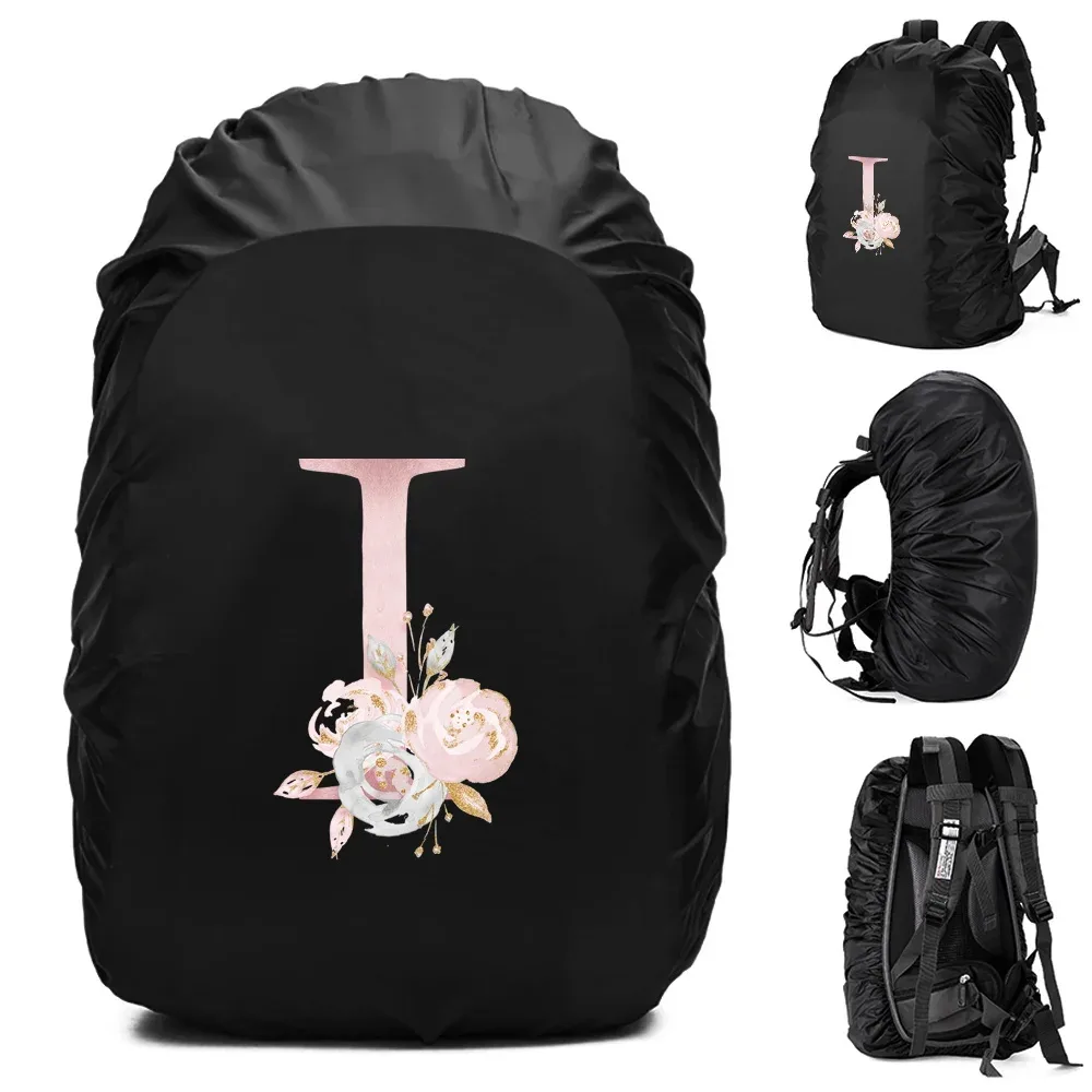 housse de pluie imperméable pour sac à dos 20-70l, motif fleurs roses et lettres, pour sports de plein air, cyclisme, sécurité, mode, camping, randonnée