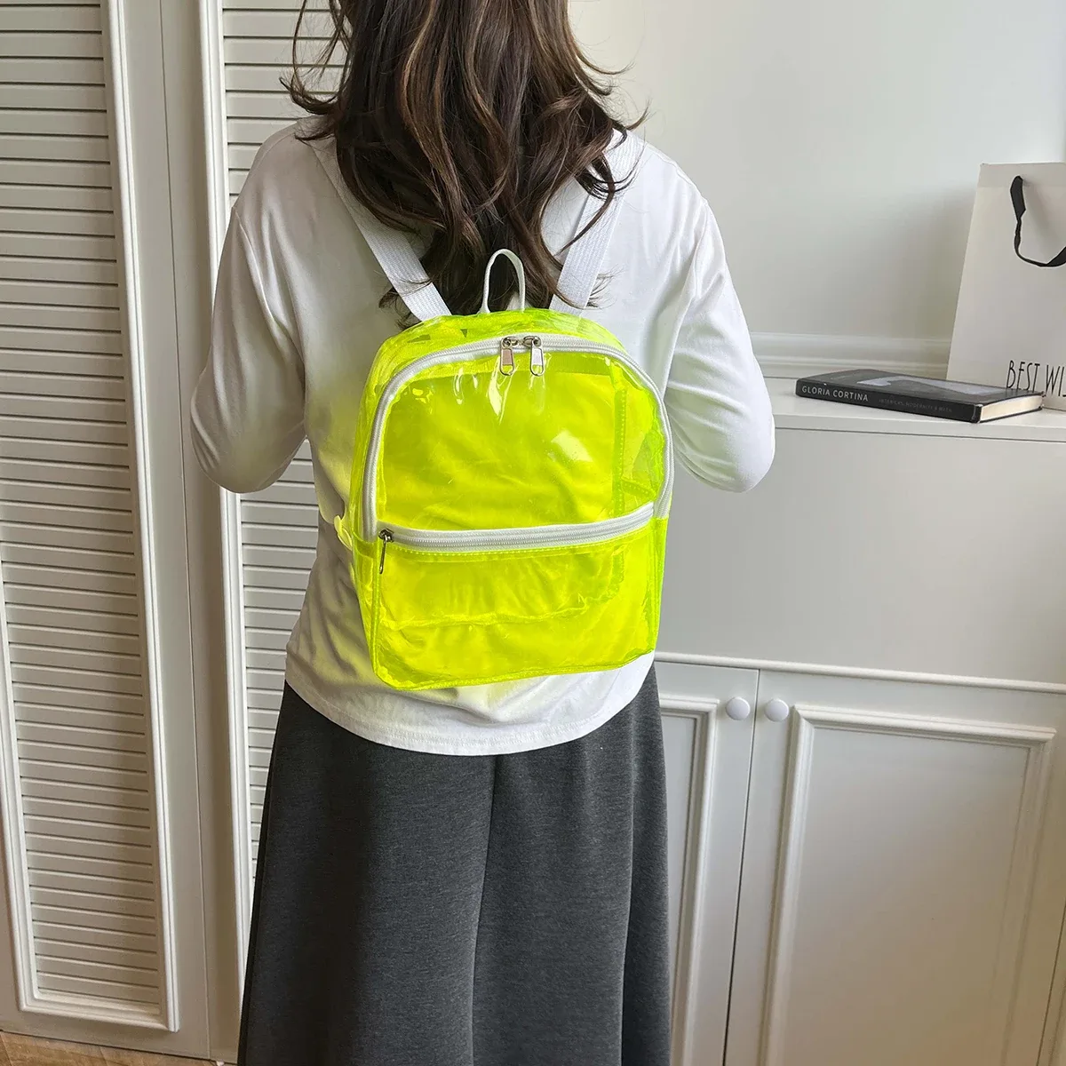 sac à dos holographique transparent, gelée de bonbons, sac de plage, voyage, randonnée, natation, cyclisme en plein air, sac d'école léger, sac de téléphone de rue